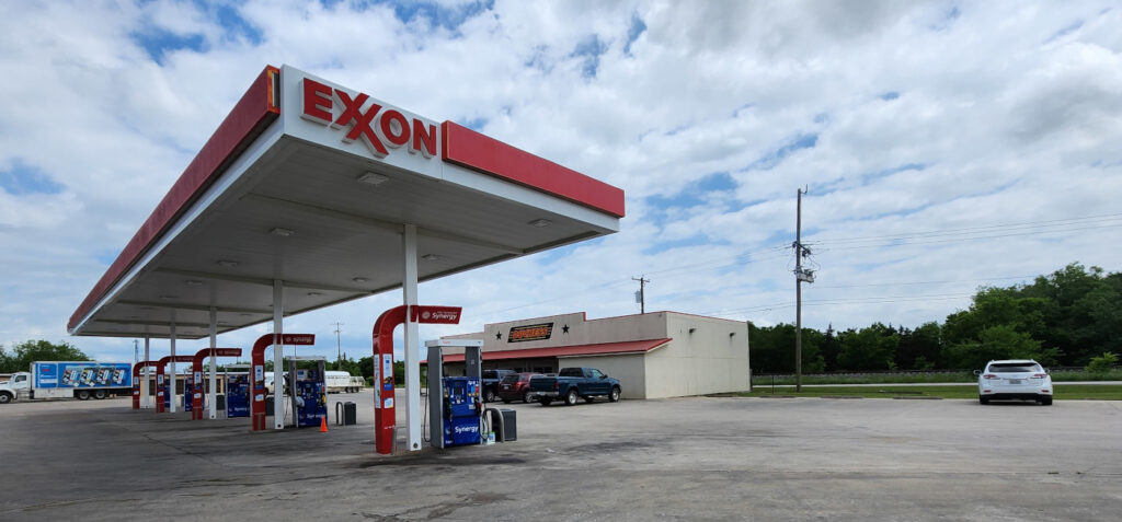 Exxon Fuel Pump canopy during day